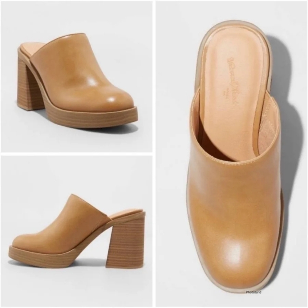 Universal Thread Womens Tess Platform Mule Heels Camel Tan Color Size 7